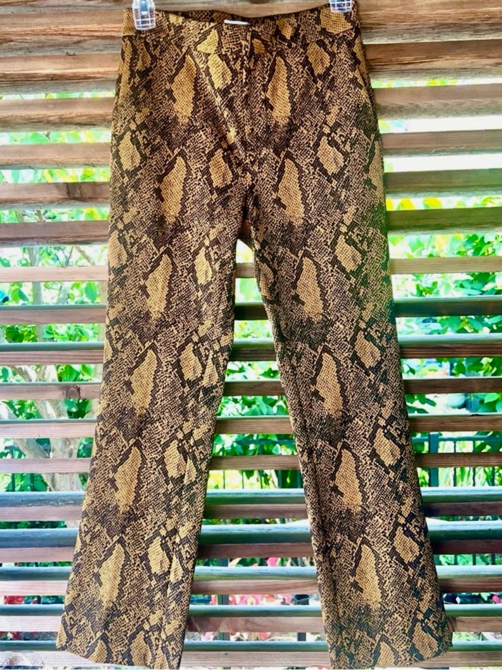 Joie Snakeskin Gold Stretch Pants Straight Leg Black NWOT Marcena